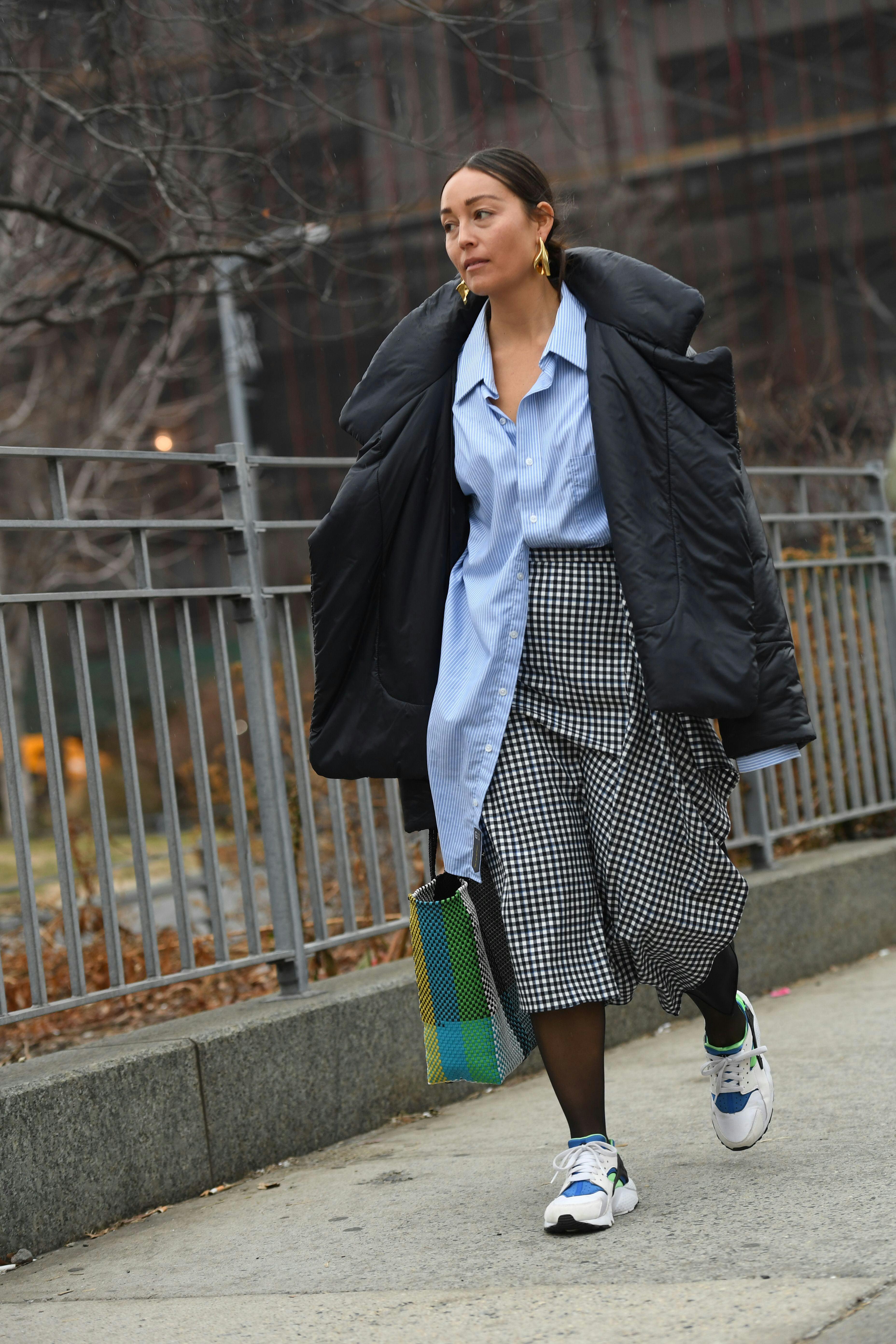 business outfit with sneakers