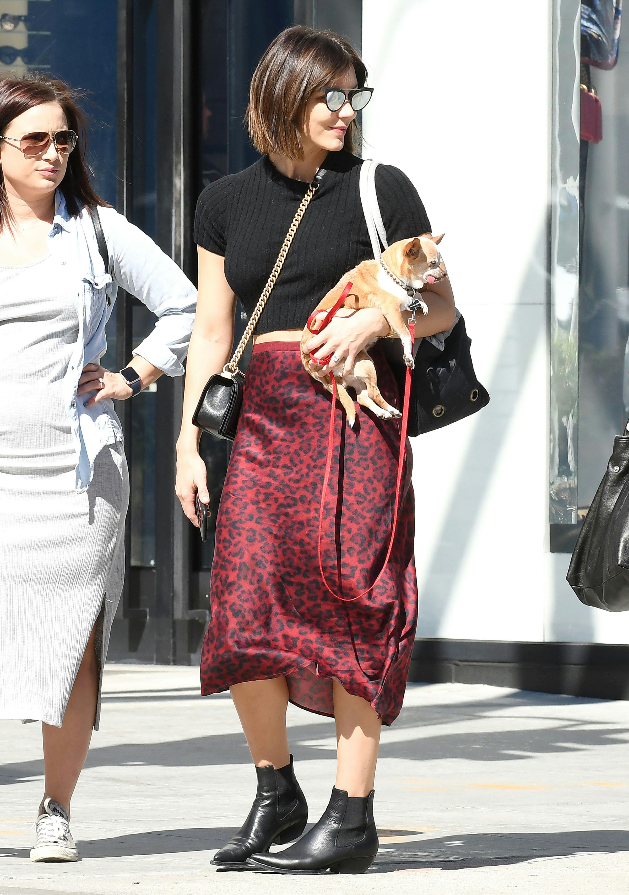 leopard skirt red