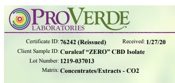 COA showing batch or lot number of CBD tested, which should match the batch or lot number printed on the CBD product tested. 