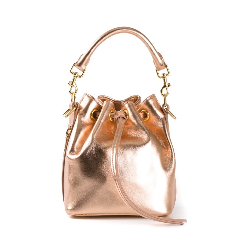 rose gold bucket bag