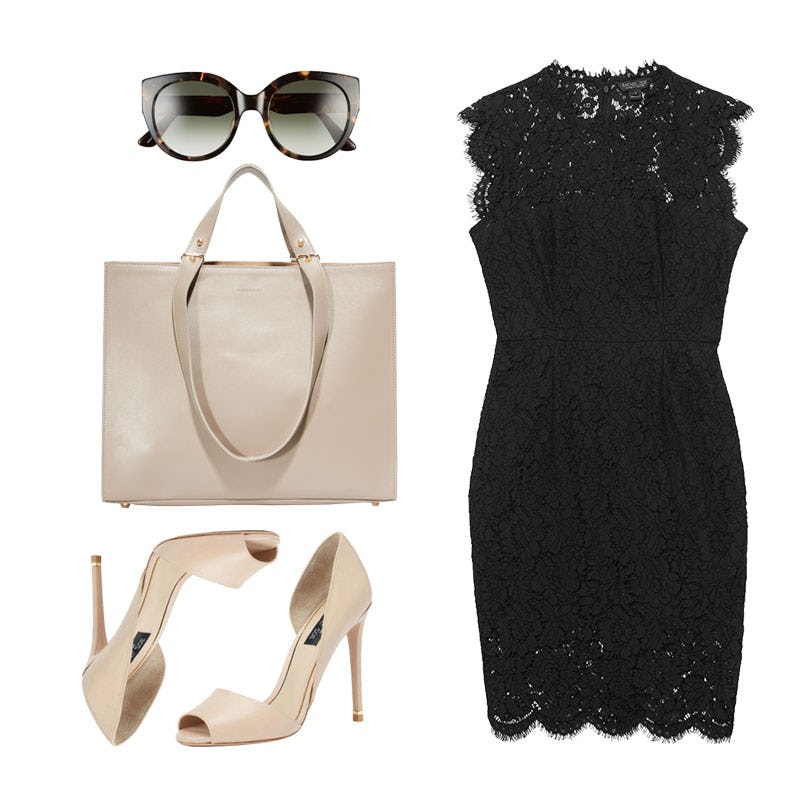 how to accessorize a black lace dress