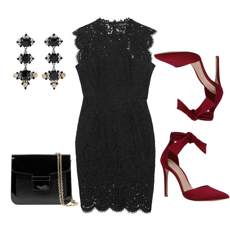 how to accessorize a long black evening dress