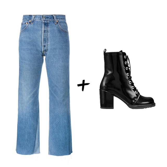 how to wear straight leg high waisted jeans without